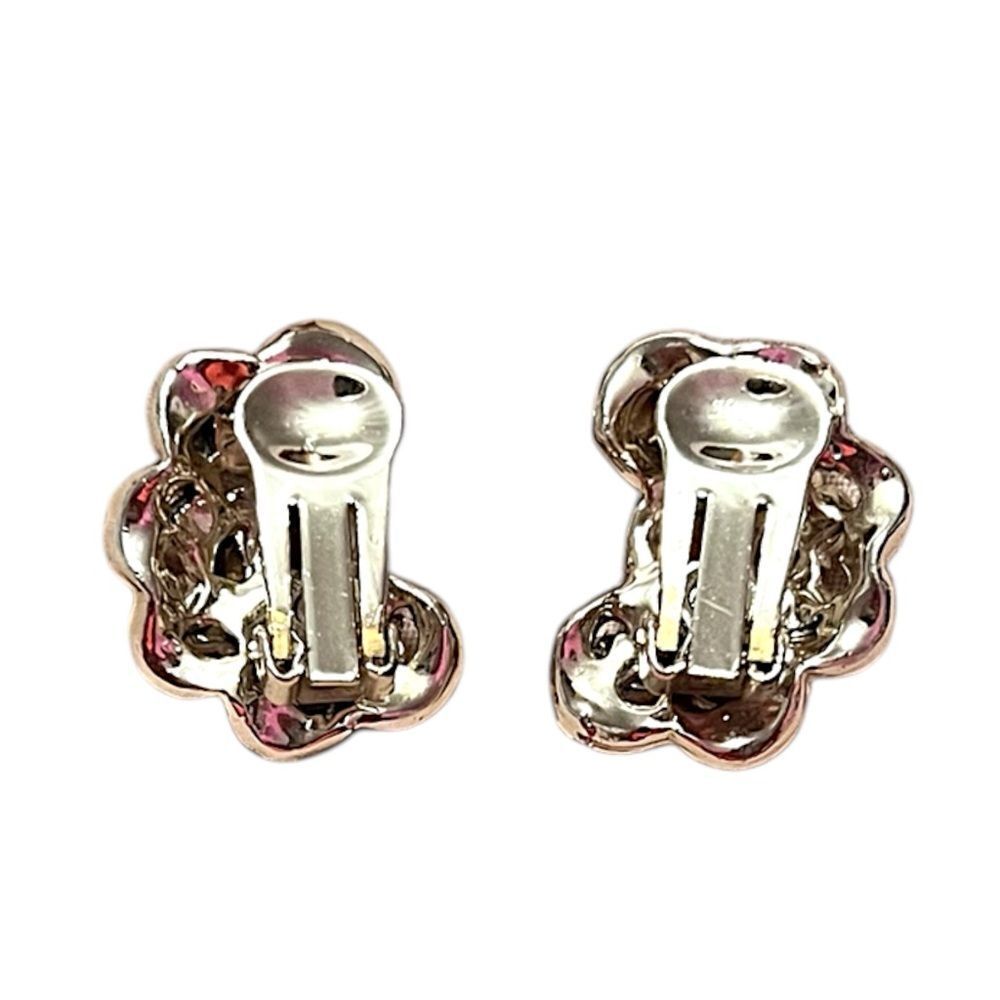 Vintage Green Cabochon Pearl Rhinestone Gold Tone Clip On Earrings - Picture 3 of 3